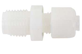 MALE CONNECTOR/NYLON/Tube to Male Pipe Thread , 1/4 inch tube outside diameter, 1/4 inch pipe thread.