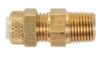 MALE CONNECTOR/BRASS/Tube to Male Pipe Thread , 1/4 inch tube outside diameter, 1/8 inch pipe thread.