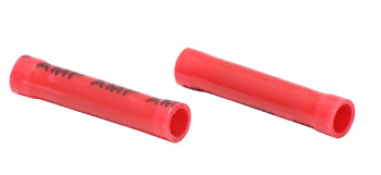 BUTT SPLICE/Female, insulated, red, tin plating, copper material, vinyl insulation, straight angle, wire mount, 300 VAC. For use with 22-16 gauge wire.