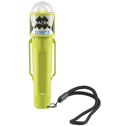 C-LIGHT/Manual activated personal distress light. Waterproof, easy twist on/off activation, impact resistant case, uses 2 AA batteries (not included), Includes: 20 Lumen white LED, Velcro strap, PFD clip. USCG/SOLAS approved