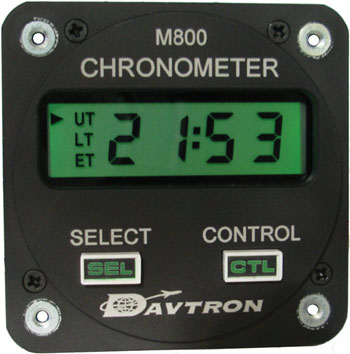 CHRONOMETER/Digital clock with AA memory battery holder, 14V Night Vision Lighting Green A, and illuminated buttons. Displays Universal time, Local time, and Elapsed time. 2 1/4 internal mount, 2-button control.