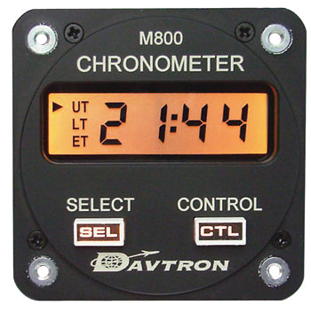 CHRONOMETER/Digital clock with AA memory battery holder, 14V lighting and illuminated buttons. Displays Universal time, Local time, and Elapsed time. 2 1/4 internal mount, 2-button control.