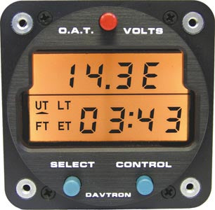 CHRONOMETER/Digital clock, 28V lighting, O.A.T. (outside air temperature) F & C/Includes: Temperature Probe/UT/LT/FT/ET digital clock