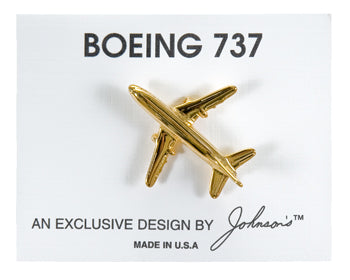 AVIATION PIN/ Boeing 737 3D, gold plated, longest dimension 1-21/64