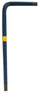 BRISTOL SPLINE WRENCH/Gold band, short L-key, 6 flutes, color coded #6 blue, .072 diameter, length: .562 X 1.750, #5 ans #6 set screws
