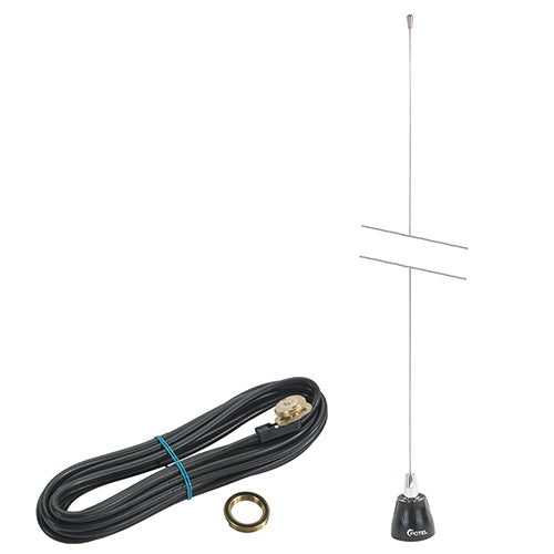 AVIATION MOBILE ANTENNA/WHIP, 30 inch length, frequency 118-136 MHZ, includes 17 feet of RG-58/U coax cable, no connector, permanent mount base for vehicle.  Requires 3/4 inch hole to mount.  For use with Icom IC-A120.
