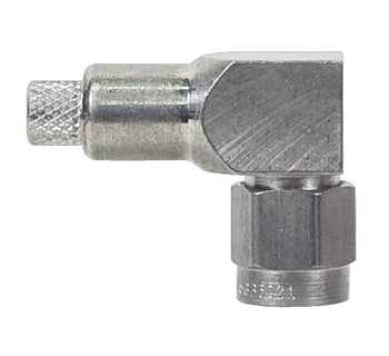 CONNECTOR/SMB plug, right angle, crimp/solder attachment for RG174, RG316, RG188
