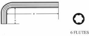 SPLINE WRENCH/Short L-key, 6 flutes, .048 diameter, length: 7/16' x 1 5/16, #2 and #3 set screws