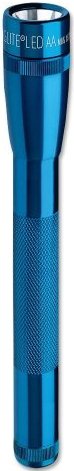 MINI MAG-LITE LED FLASHLIGHT/Blue, includes: flashlight, polypropylene holster and 2 AA alkaline batteries.