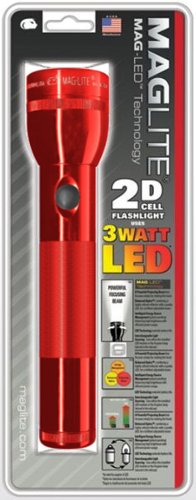 MAG-LITE LED FLASHLIGHT/Red, 2 D-cell.